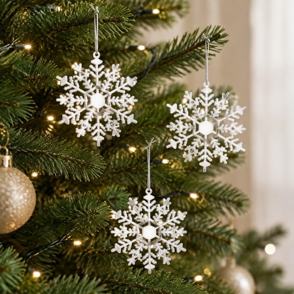 3Pcs/set Exquisite Christmas Snowflakes Acrylic Xmas Tree Ornaments Snowflakes Pendants  New Year