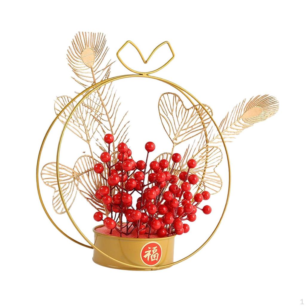 Chinese Flower Basket Ornament Decorative Desktop Photo Props Spring Festival Wall Hanging Harvest