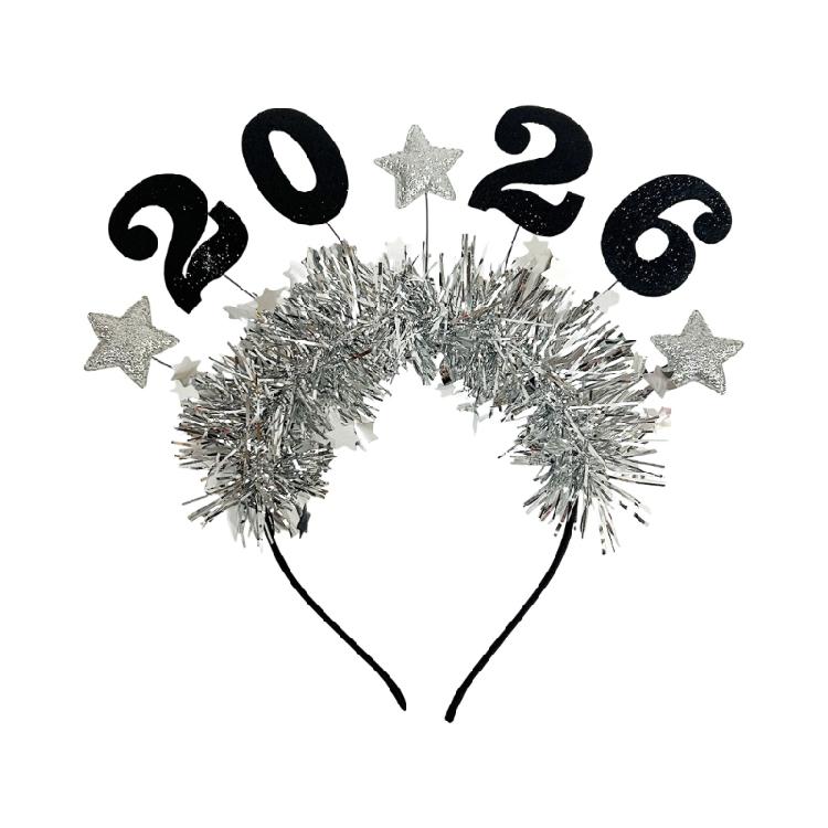 2026 Glitzernder Stern Haarschmuck Leichte Lametta Stirnbänder Haardekorationen für Weihnachten Neujahrsfeiern