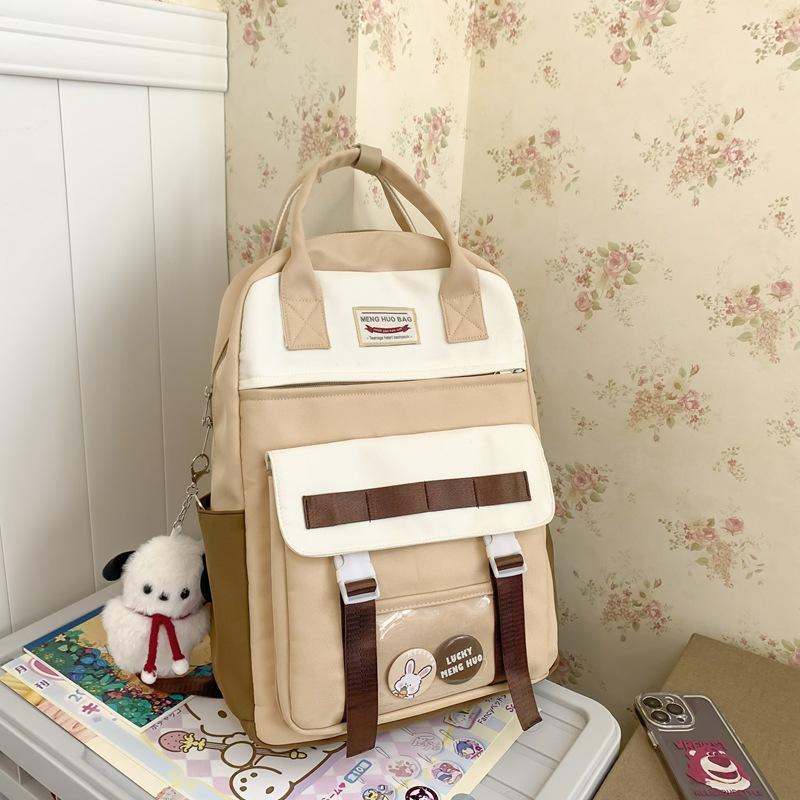 New high-value and lightweight schoolbag for junior high school students, college students, niche contrasting colors, portable backpack for women