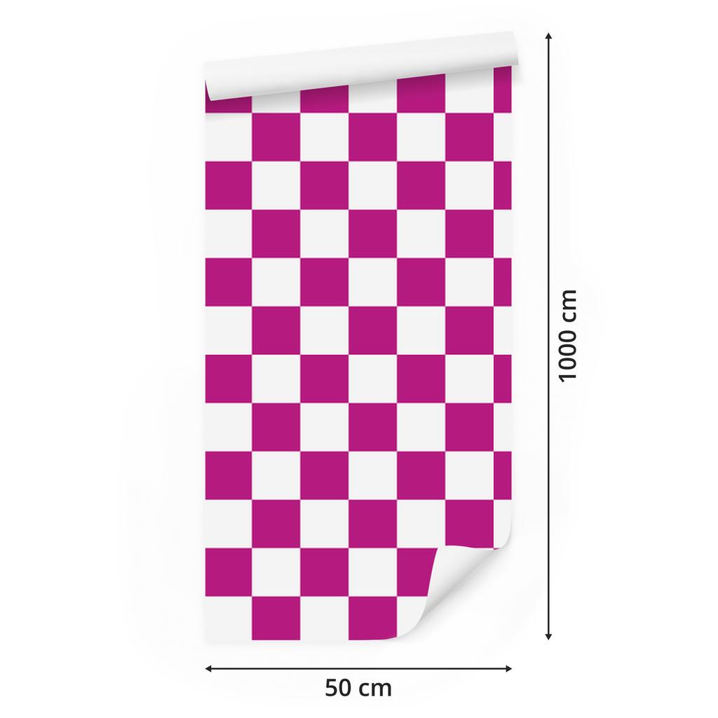Checkerboard Wallpaper Purple, White and Powder Pink 50x1000