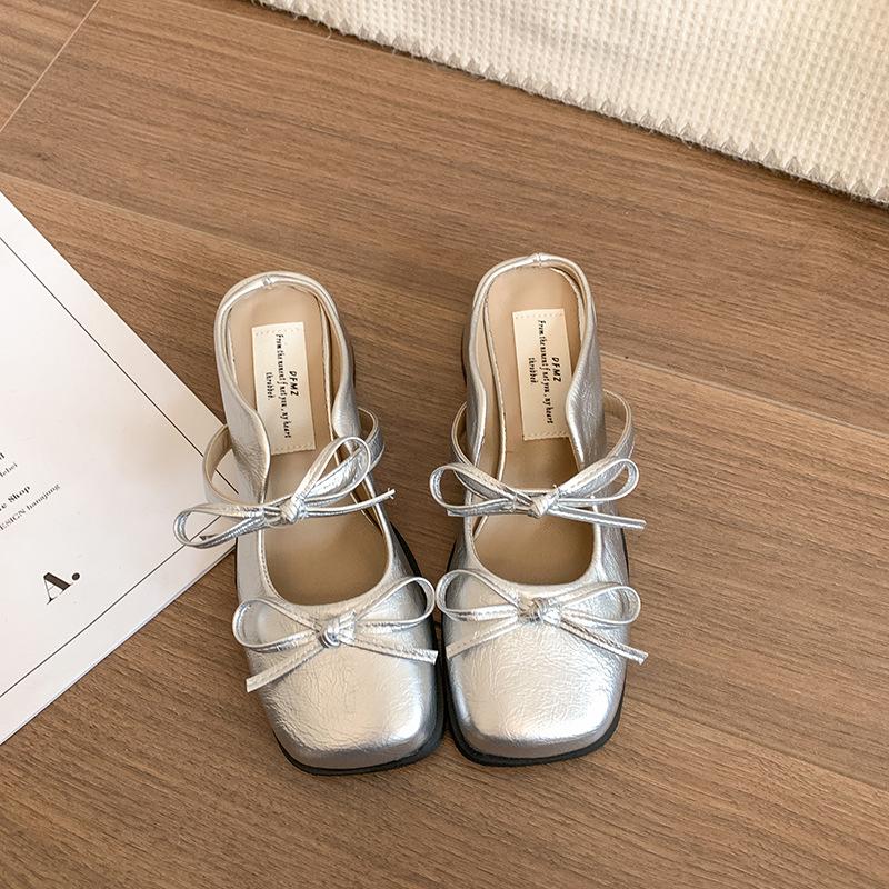 Fashion Slippers Casual Cover Toe Women's Shoes With Platform Pantofle Slides Luxury 2025 Square Mary Janes Square Toe Slippers Casual F