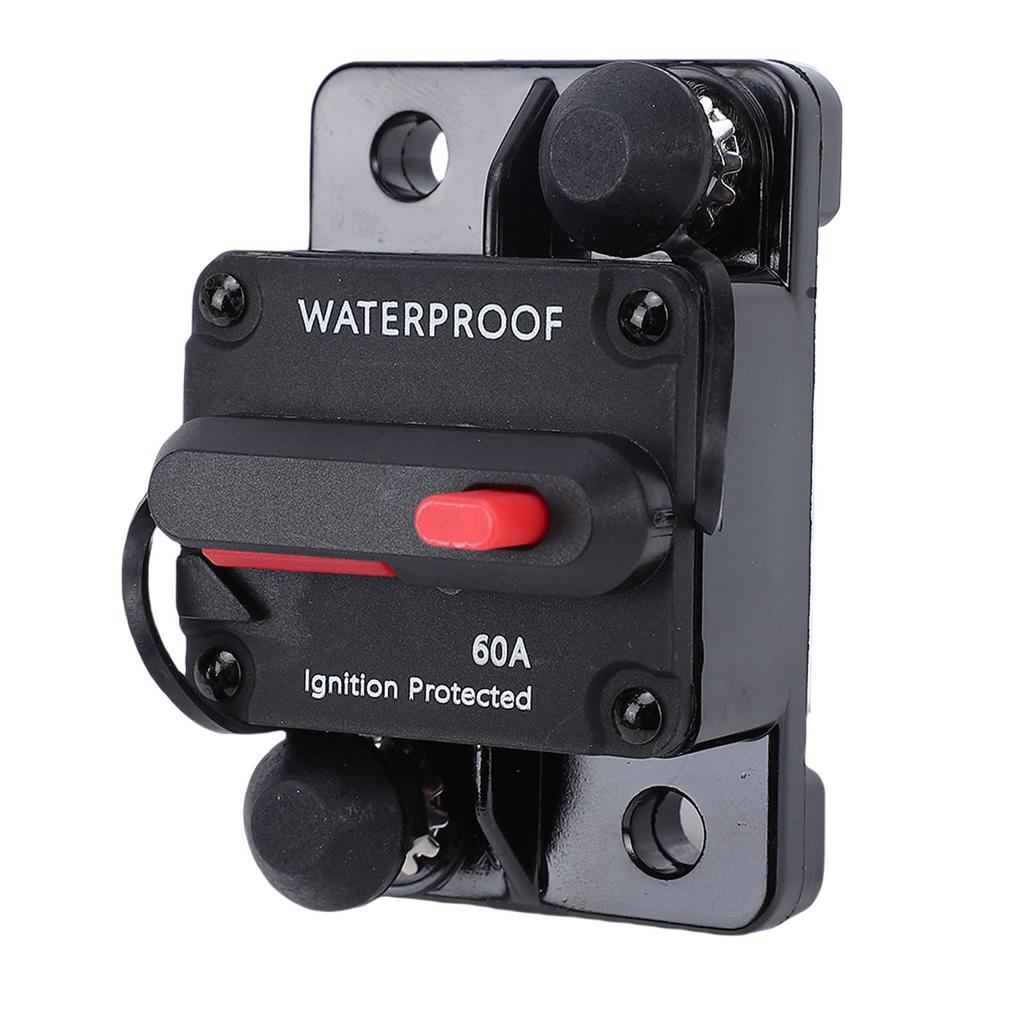 60A Circuit Breaker with Manual Reset   Holder   12V-48V Waterproofing for Boat Trolling Motor Automotive Car RV ATV Stereo Sound System