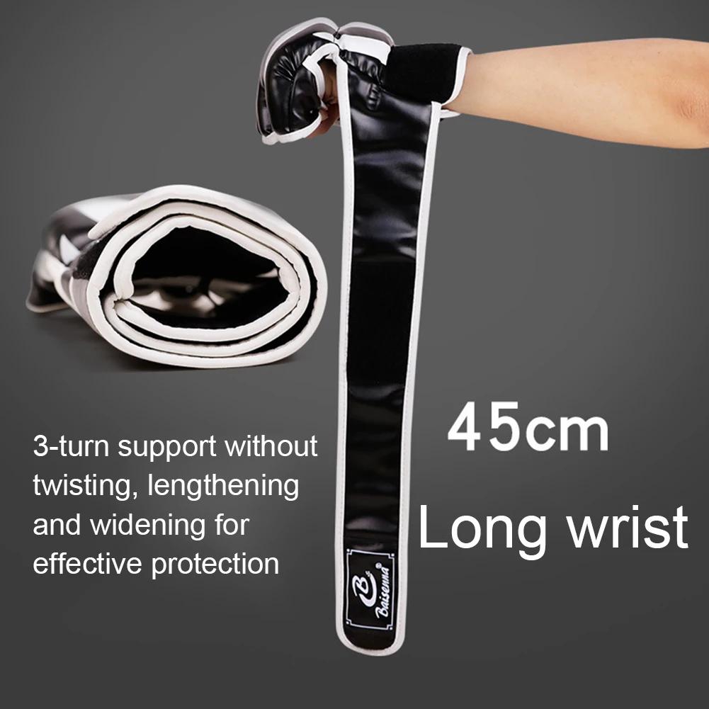 Kickboxing MMA Gloves for Men Women 3cm Thickened Wear Resistant Fingerless Sandbag Training Gloves PU Karate Muay Thai