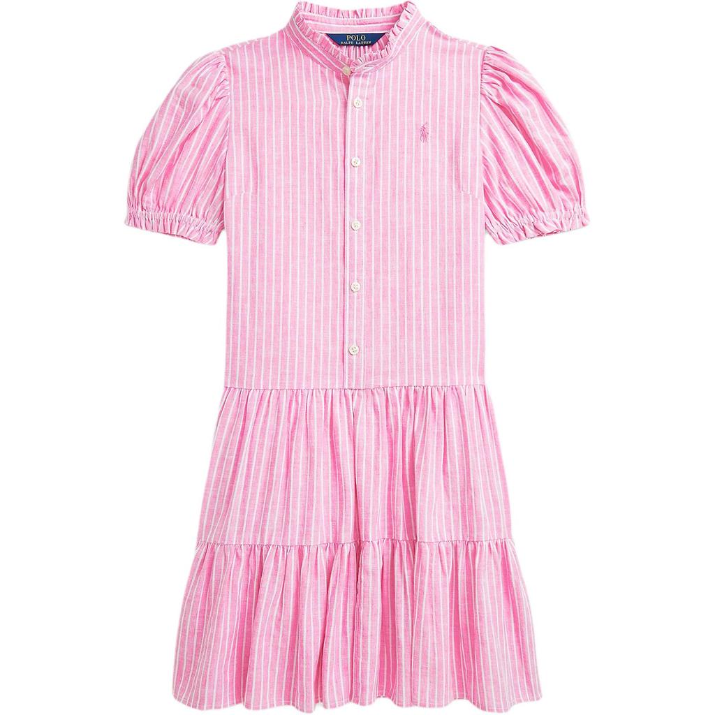 Polo Ralph Lauren Striped Bubble Short Sleeve Dress Kids Dresses Pink 313964281-001