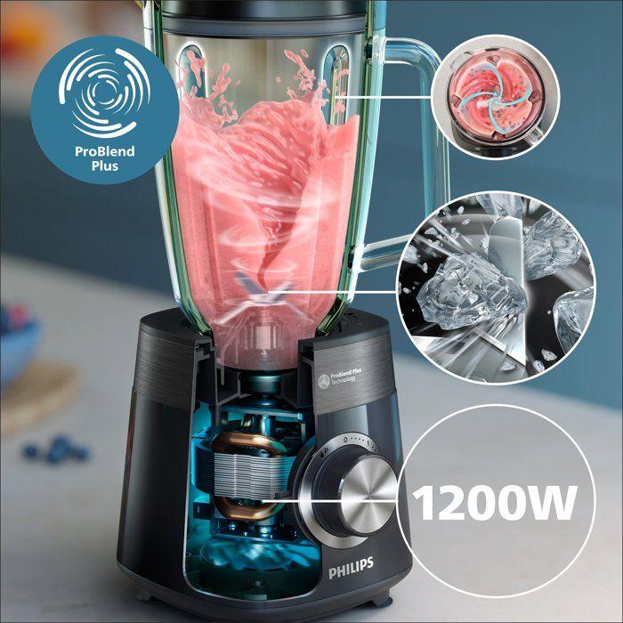 Blender mixeur - PHILIPS - HR3041/00 - Série 5000 avec gourde - 1200W -2L - Métal