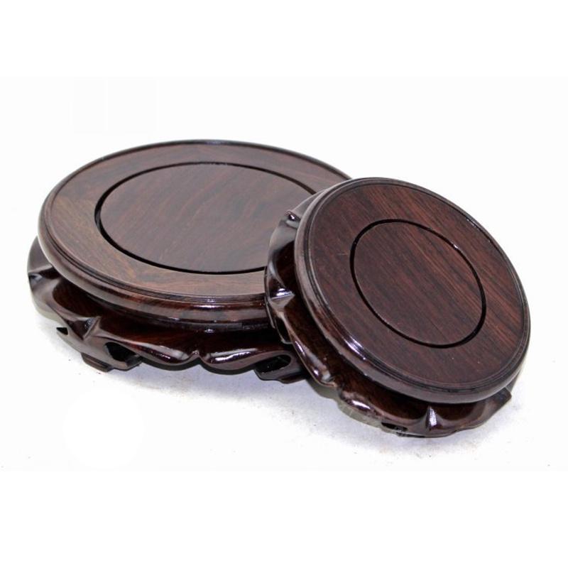 Wooden Chinese Vintage Pedestal Display Stand Carving Round Base Decor Buddhist