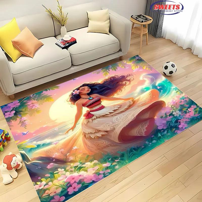 Disney Moana Cartoon Carpet New Release! Bedroom Living Room Bed Mat, Non-slip Exquisite Home Decor, Durable Washable Rug