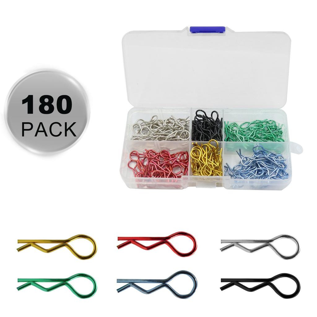 RC Body Clips Pins Rc Car Body Clips R Pins Stainless Steel Parts 6 Colors  (180Pcs)