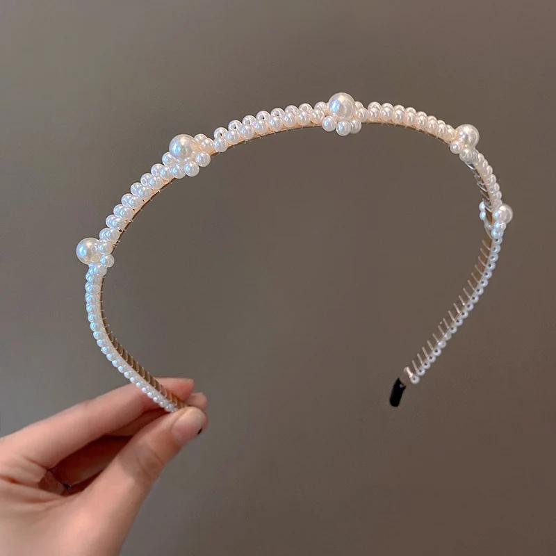 Mode Full Pärla Hårband Elegant Enkelt Blomma Kvinnor Hårbygel Band Pannband Infattning Flickor Håraccessoarer Huvudsmycke