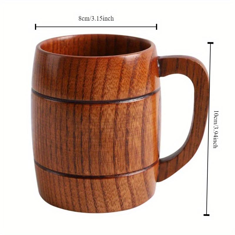 1pc Wooden Cup, Large Belly Cup, Minimalist Tea Cup, Wooden Handle, Mug, Household Water Cup, Beer Cup