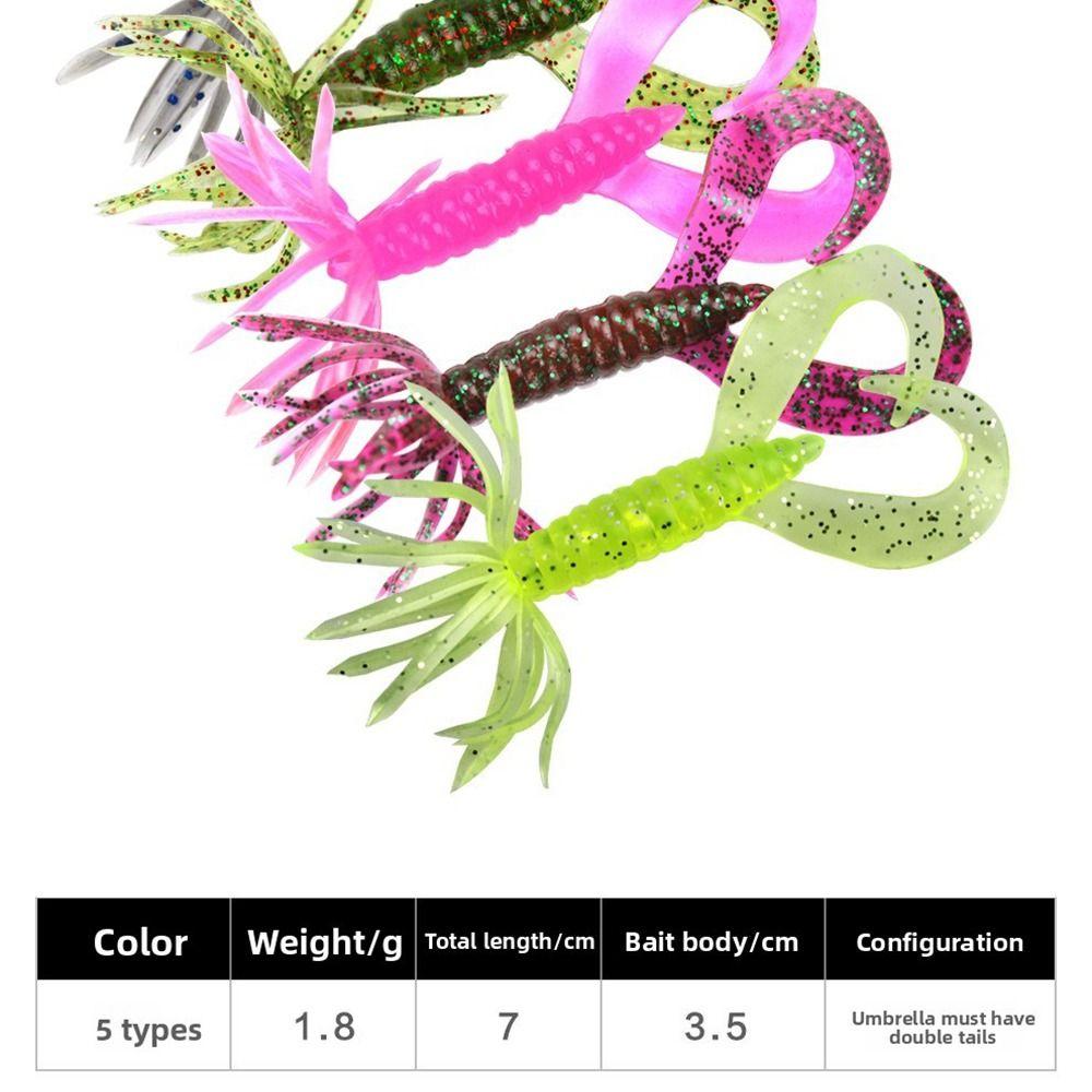 5/10pcs Worm Shape Fishing Lure 1.8g Weight Grub Double Tail Buzz Jig Head Hook  Bass Fishing