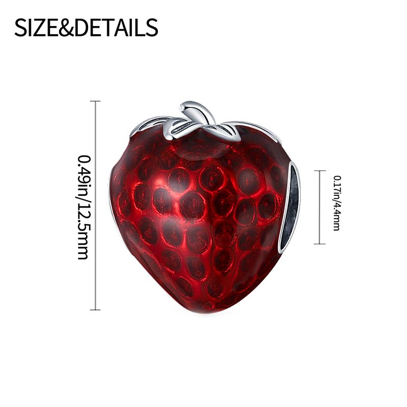 Charms Copper Red Zircon Strawberry Bead Charms Fit Original Charm Bracelet Necklace Beads Diy Jewerlry Accessories