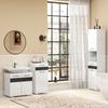 Bathroom Column in MDF with Open Shelf, Drawer and Closed Cupboard, 37x32.5x170 cm, White