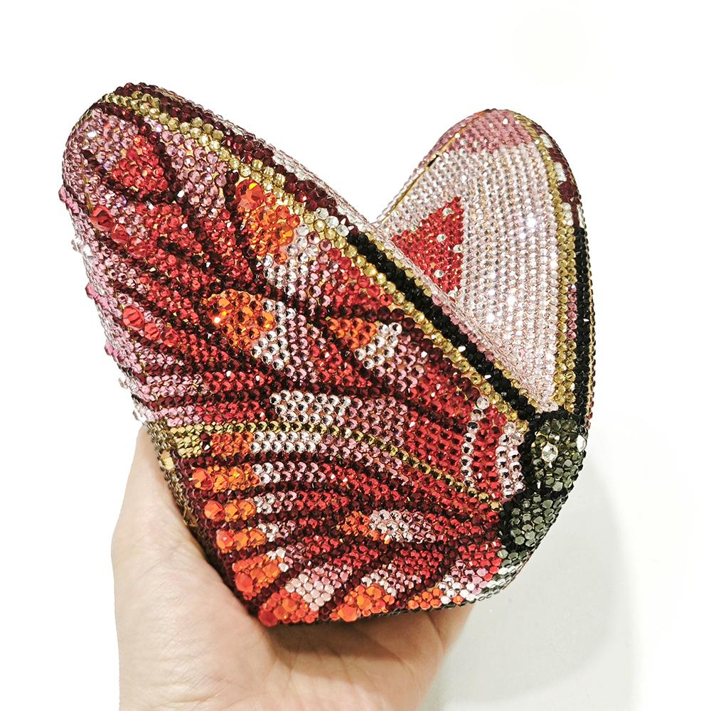 

WHTUOHENG Luxury Rhinestones Butterfly Evening Bag Diamond Crystal Clutch Ladies Party Prom Handbag Dinner Purse For Women Bags 11.5cmX11.5cmX5cm