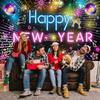 Neon Happy New Year 2026 Banner - Large Colorful Disco Theme Party Backdrop with Hanging Rope - New Years Eve Party Supplies 2026 - Holiday Photo