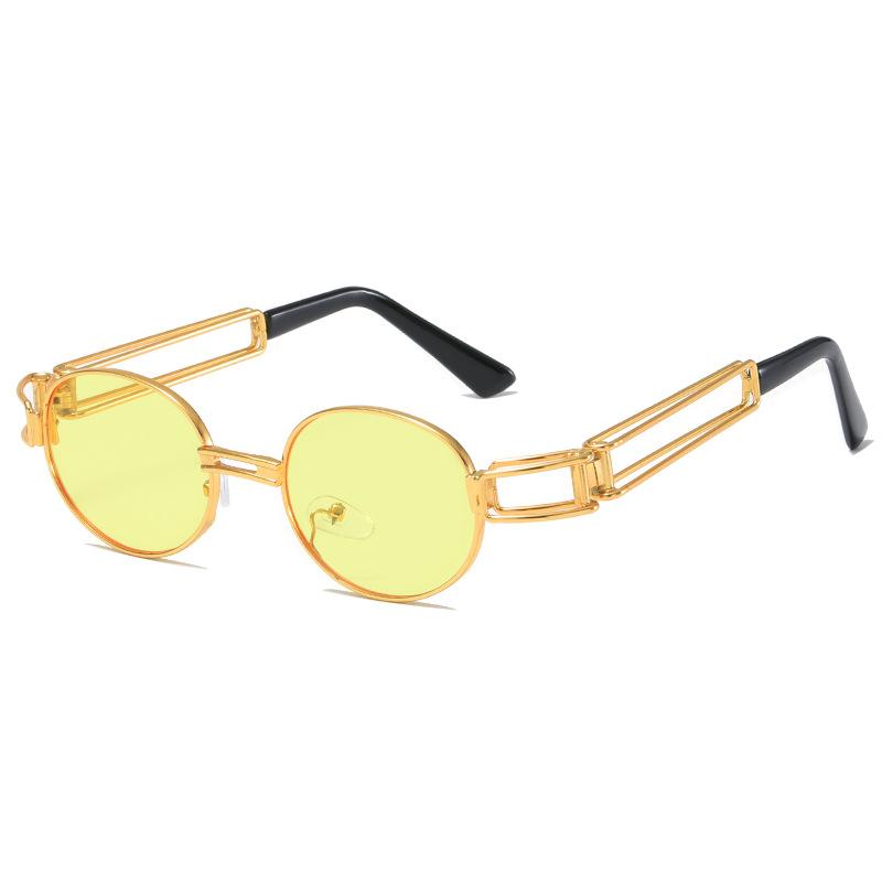 

Солнцезащитные очки в стиле панк-ретро для мужчин и женщин, с индивидуальностью, в круглой оправе из металла, эллиптические солнцезащитные очки, хипстерские уличные очки в стиле хип-хоп
