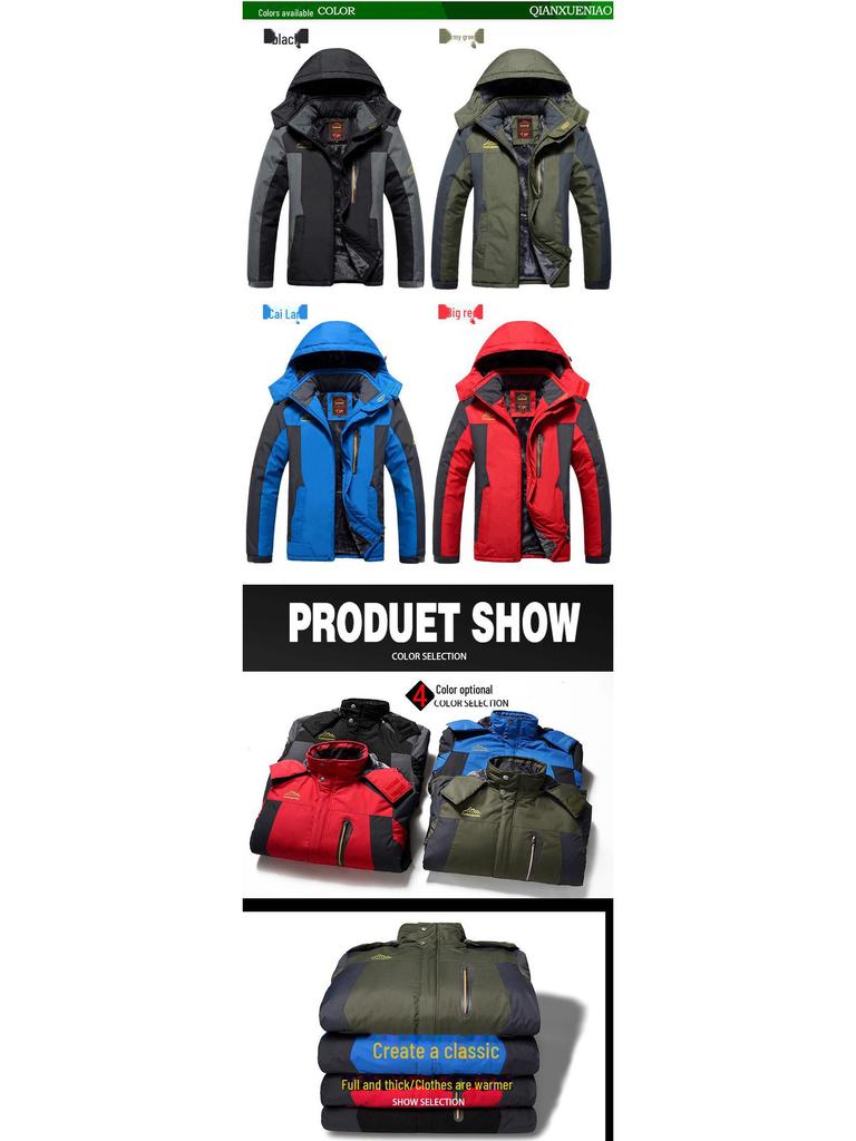 2025 Large-Size Men's Plush Thickened Jackets for Outdoor Sports & Mountaineering - Cold-Proof & Warm.