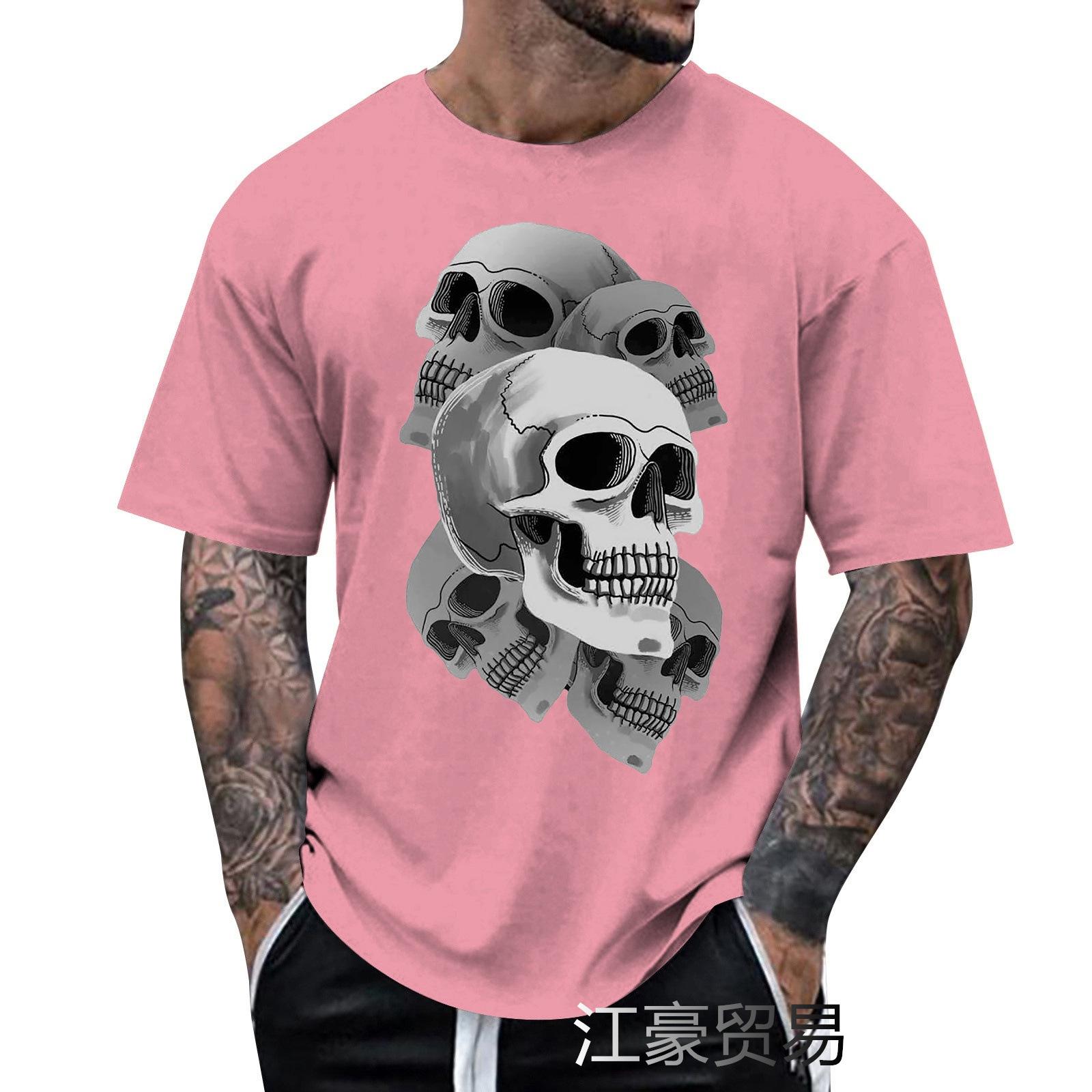 

Новая мужская футболка с модным принтом черепа, напечатанным в 3D цифровым способом, с коротким рукавом S