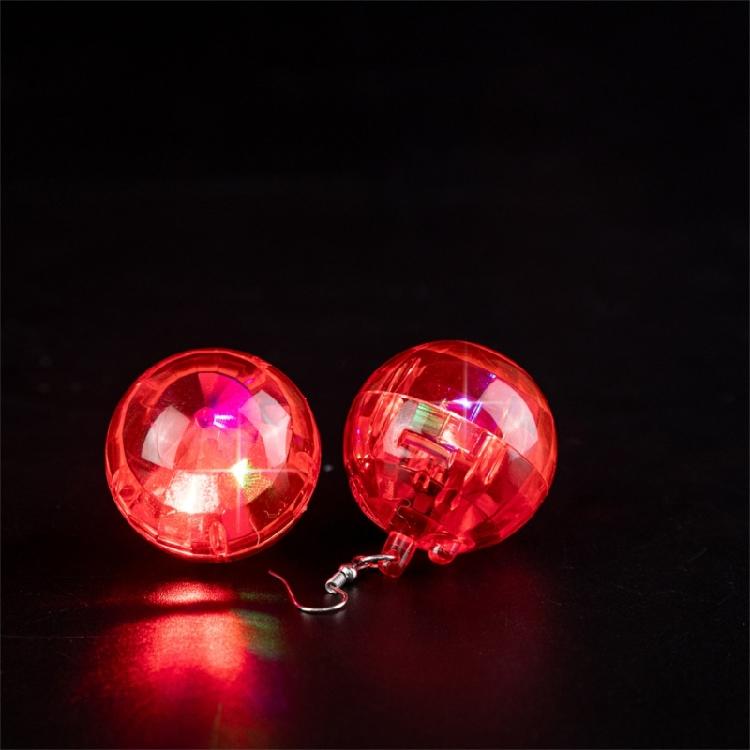 Colorful LED Earrings with Disco Balls Style Nightclub Earrings Plastic Texture Suitable for Party Wear and Clubbing Wear