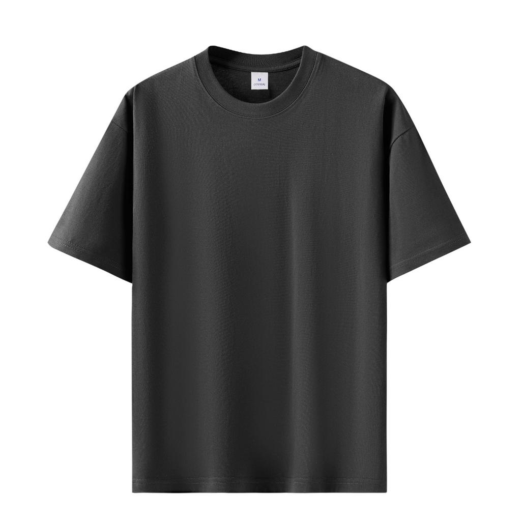 Unisex Round Neck Short Sleeve Loose Fit T-Shirt Cotton Solid Heavyweight Top