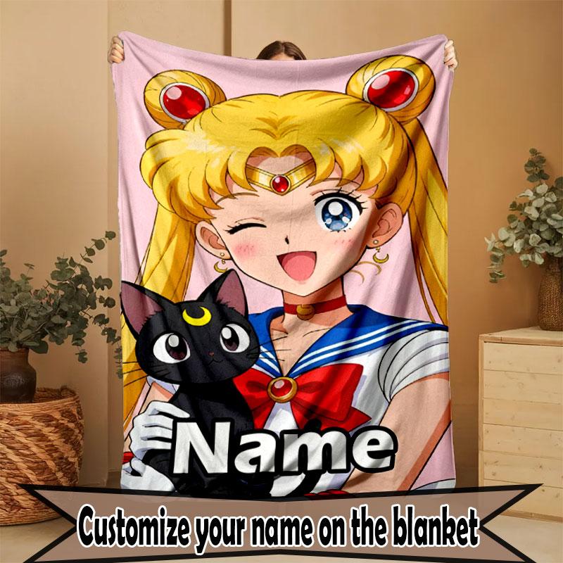 Benutzerdefinierte personalisierte Sailor Moon Druckdecke, Heimdekoration, Schlafzimmer, Sofa, Camping, Couch, Geschenke für Geburtstag Weihnachten