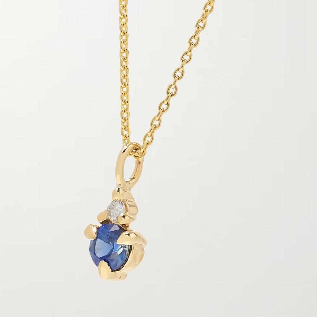 18K Gold Oval Birthstone Pendant with Drip Oil Painting - December Edition