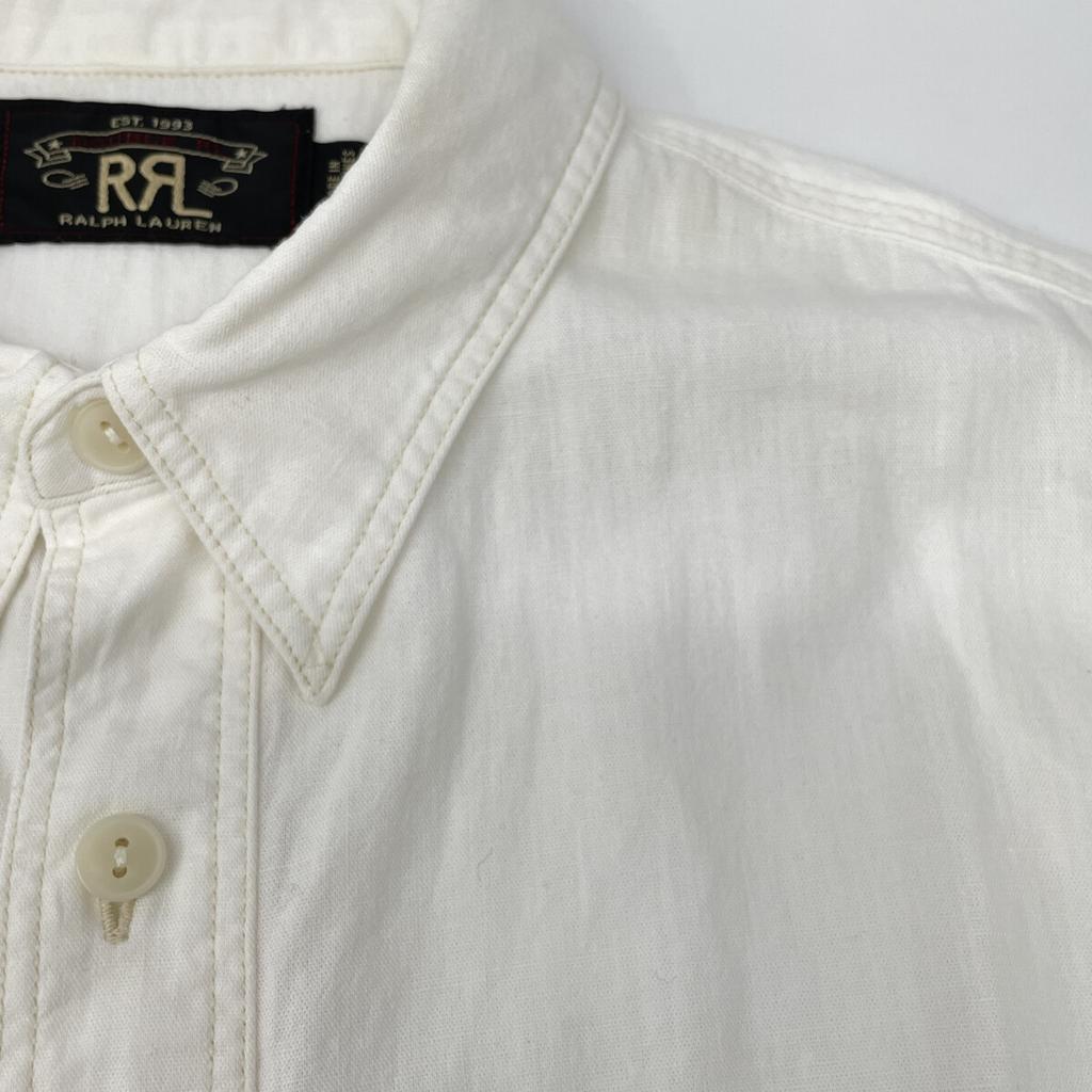 RRL White 25 Stainless Steel Selvedge Detail Chambray Work Shirt Tops S whiteUsed