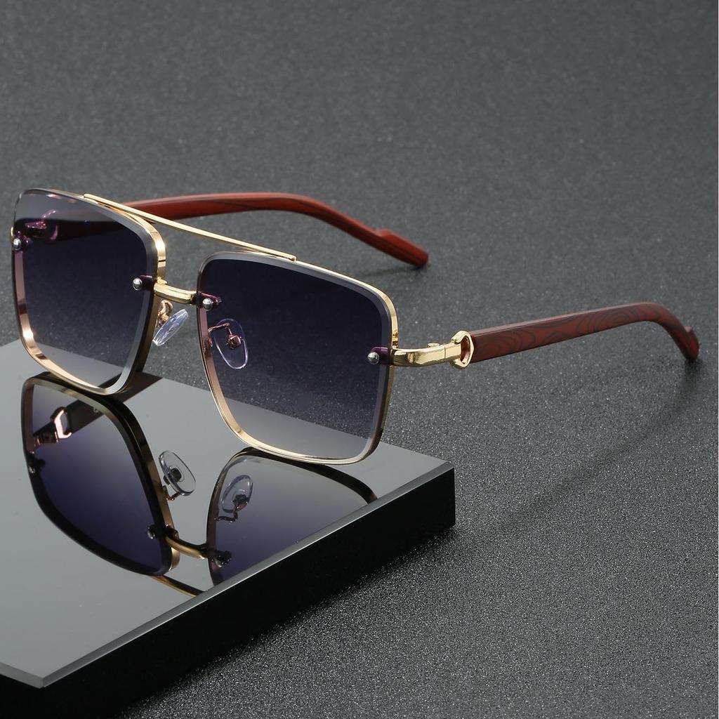 Men's Stylish Square Frame Double Bridge Sunglasses for Travel and Driving
