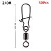 50Pcs Heavy-Duty Ball Bearing Fishing Swivels Snaps With 8-Shaped Swivel Rings Carbon Steel For Saltwater Lure Conne