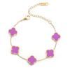 Titanium Steel Four-leaf Clover Flat 18K Bracelet/golden&purple