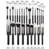 25-Piece Professional Makeup Brush Set With Travel Case Wooden Handle Synthetic Bristles 28cm Total Length