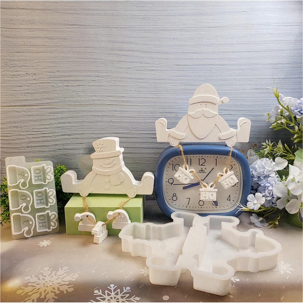 Christmas Santa Snowman Resin Silicone Molds Concrete Cement Silicone Molds for Epoxy Resin Candle Home Decoration