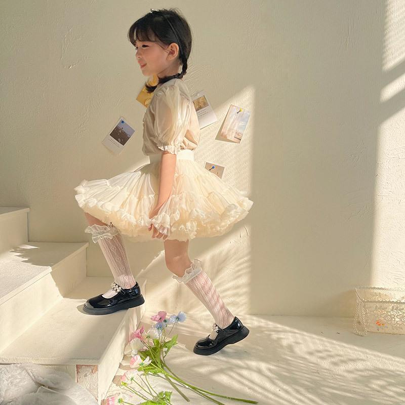 Children's Socks Summer Lolita Wooden Ear Mesh Ribbon Large Bow Mid-tube Socks for Girls