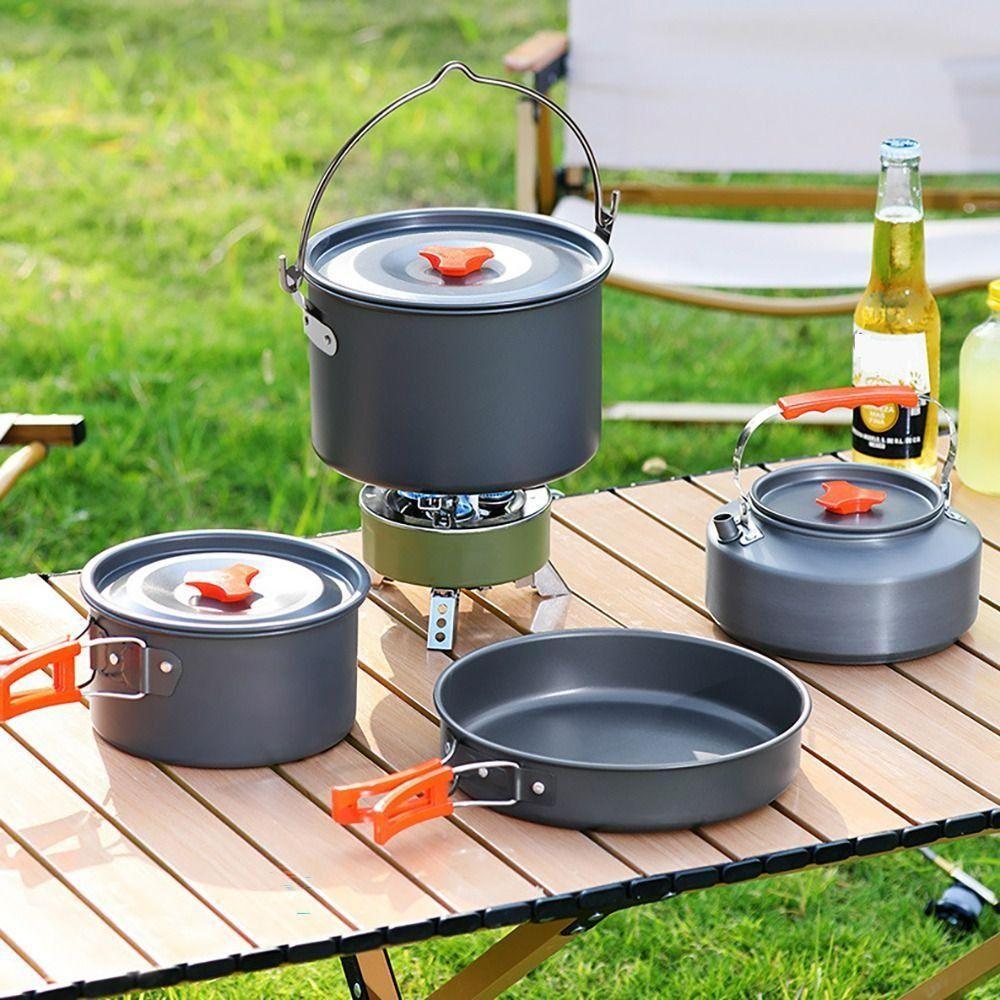 Aluminum Alloy Camping Cookware Kit Nonstick Coating Water Kettle/Pan Pot/Saucepan  Picnic