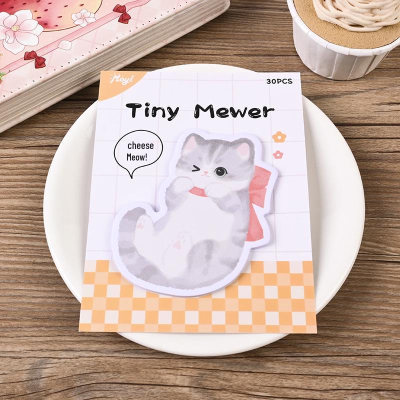 Cartoon Cat Memo Sticky Notes - Cute Irregular Shaped Animal Message Pads for Students