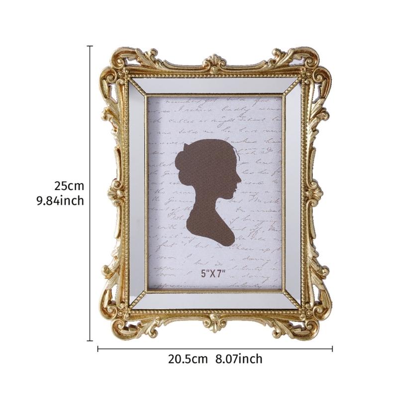 Classical European Styles Resin Picture Frame For Home Decoration With Embossed Pattern Antique Photo Holder Tabletop Display