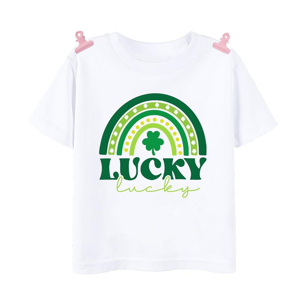 Rainbow Lucky Print Kids Shirts St Patricks Day Party Boys Girls Outfit Tshirt Holidy Child Short Sleeve Tops Toddler T Shirt