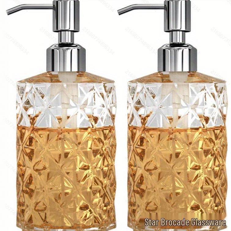 Elegant Oval Glass Pump Bottle for Shampoo, Shower Gel, Soap, and Hand Sanitizer