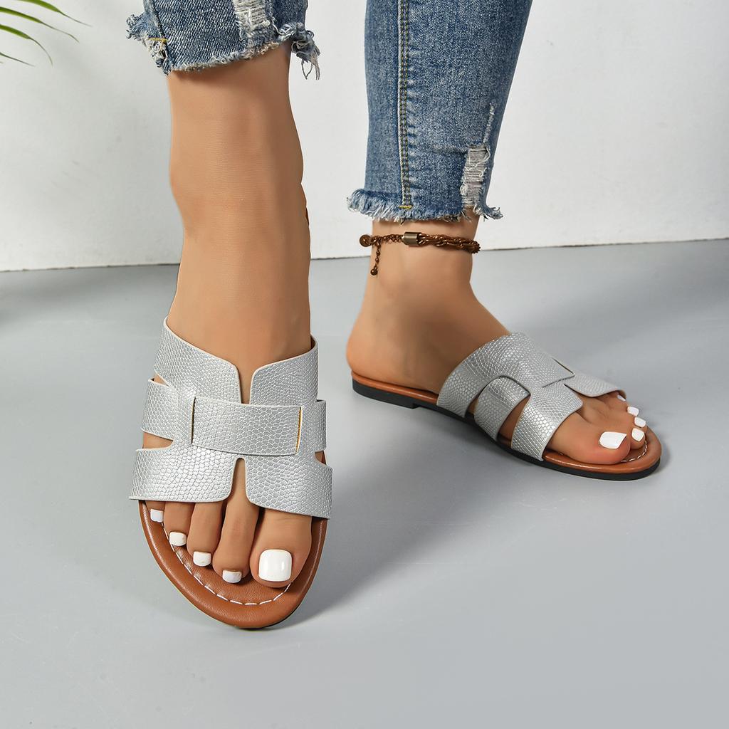 Women's Summer Fashion Slip-On Flat Sandals Minimalist Open Toe Slides Casual Outdoor Slipper