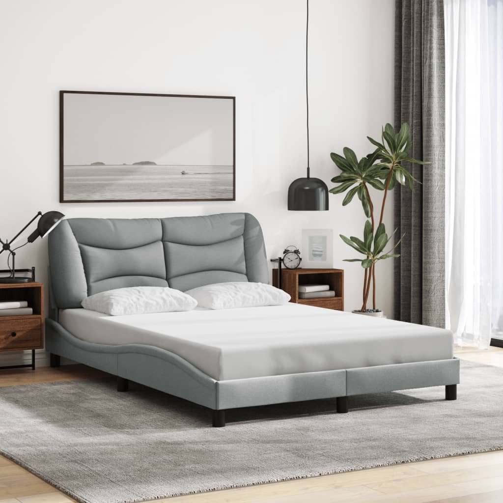 Vidaxl Rama Łóżka Z Oświetleniem Led Bez Materaca Jasnoszary 140X190Cm