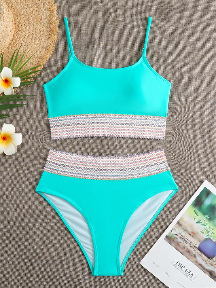 Bikini Damskie Kostium Kąpielowy Wysoki Stan 2024 Nowy Jednolity Zestaw Bikini Seksowne Stringi Strój Kąpielowy Dwuczęściowy Letni Strój Plażowy Kostium Kąpielowy Damski