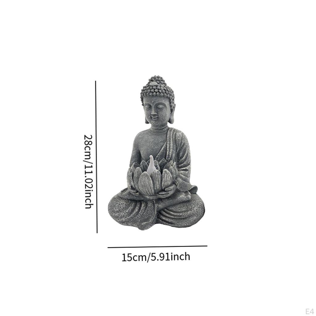 Buddha Sculpture with Solar Light for Outdoor Use