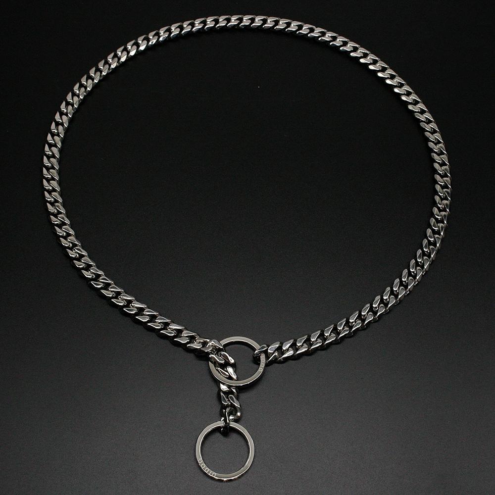 Strong Silver Gold Stainless Steel Slip Dog Collar Metal Dogs Training Choke Chain Collars With Free Whistle