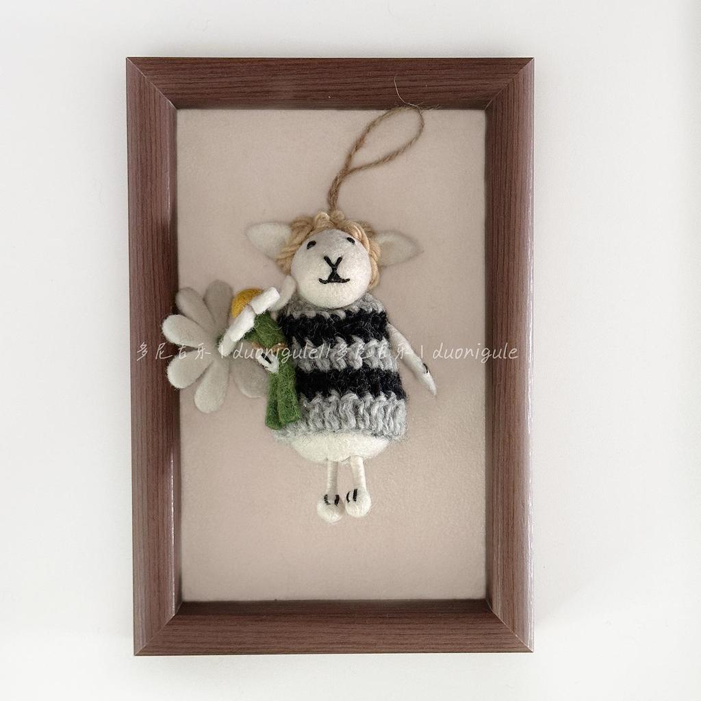 Blonde Flower Wool Felt Lamb Doll Pendant - Bag Charm, Keychain, Car Ornament