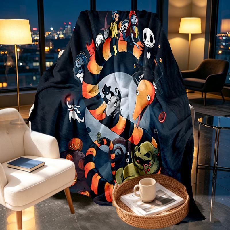 The Nightmare Before Christmas Print Blanket - Soft & Comfortable, for Bedroom, Travel, Sofa, Home Decoration - Birthday Christmas Gift for Friend