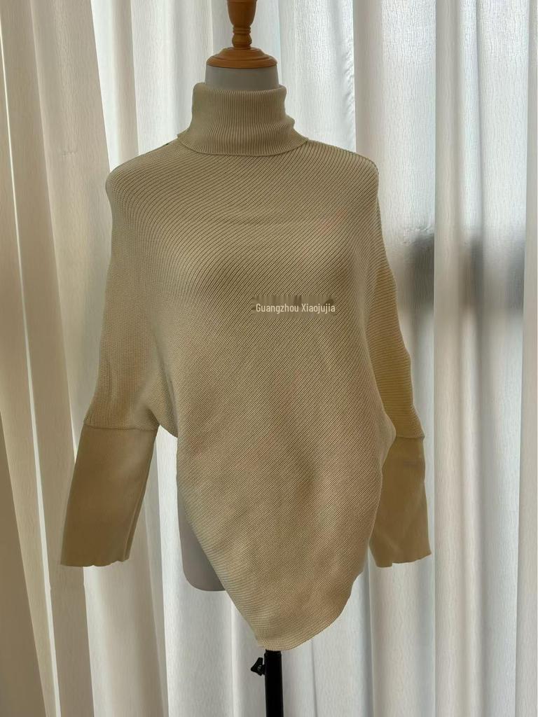 Women's Red High Collar Slim Knit Sweater - Autumn/Winter 2025 Korean Trend