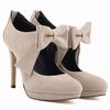 LOSLANDIFEN Nestest Fashion Women High Heels Shoes 11CM Platform Pumps Candy Color Bow Nightclub Flock Wedding  Plus Size
