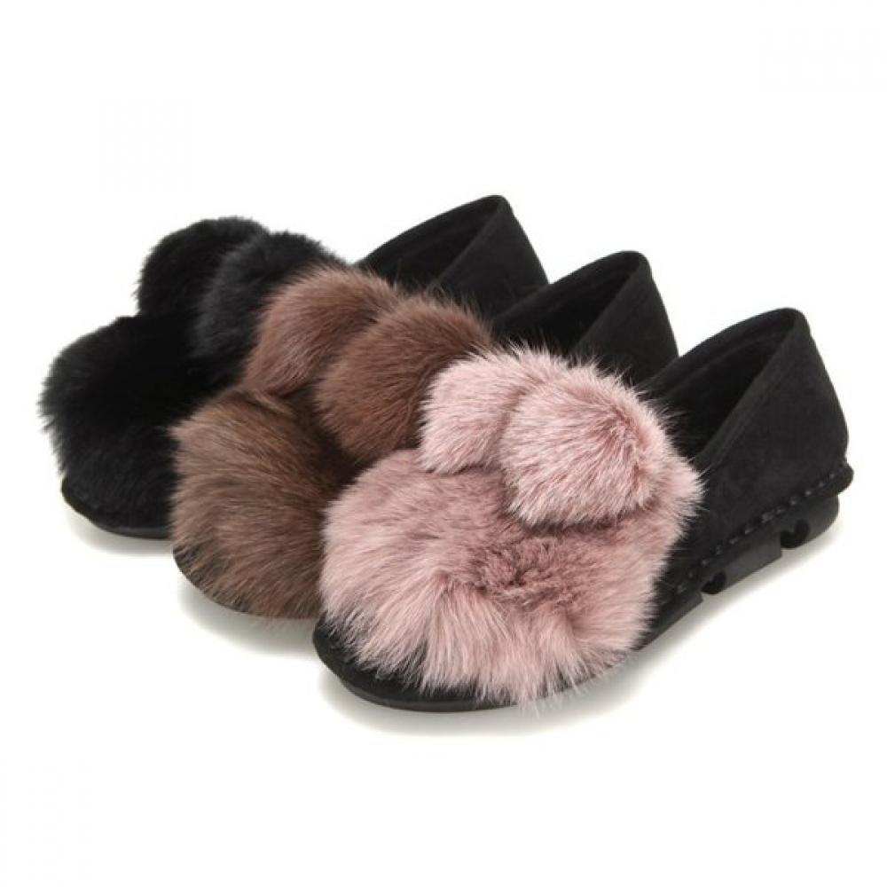 BARBARA Pretty Rabbit Fur Loafer Bbb579 Pk