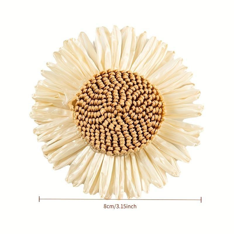 50 Stück Künstliche Gänseblümchen & Sonnenblumen 4 Farben Natürliches Raffia-Material DIY Basteln Hochzeit Haarschleier Tischmittelstück Dekoration